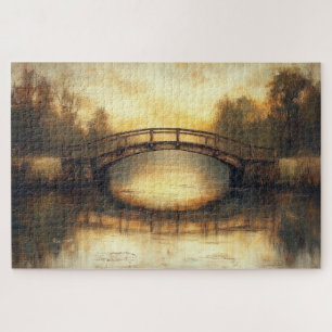 Vintage-Brücke über Fluss Gemälde Landschaft  Puzzle