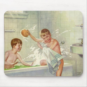 Vintage Brüder, Kinder, Jungen in der Tube, Mousepad