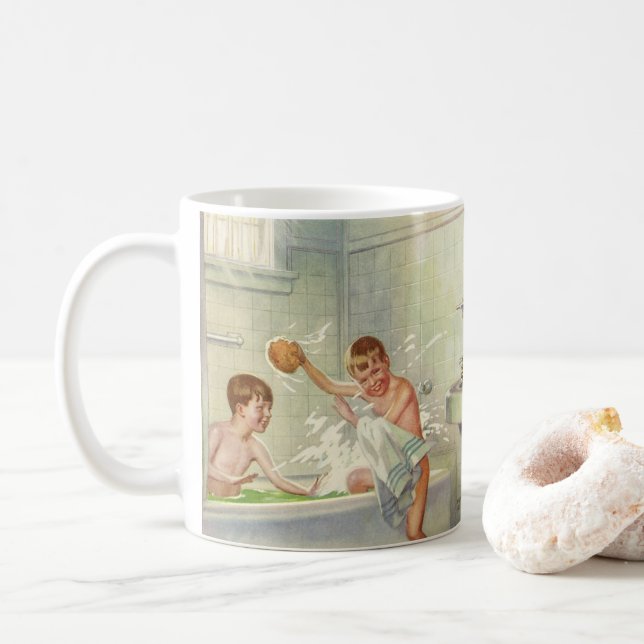 Vintage Brüder, Kinder, Jungen in der Tube, Tasse (Mit Donut)
