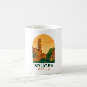 Vintage Brügge Belgien Reise Kunst – Retro Europäi Kaffeetasse