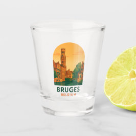 Vintage Brügge Belgien Schnapsglas – Retro-Reise