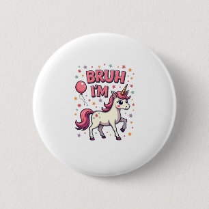 Vintage Bruh ich bin 8 Einhorn Geburtstagsfeier Sü Button