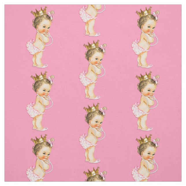 Vintage brünette kleine Prinzessin Stoff (Muster)