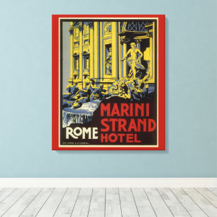 Vintage Brunnen von Trevi, Marini Strand Hotel, Ro Leinwanddruck