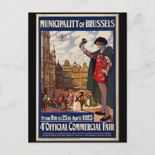 Vintage Brüsseler Handelsmesse Postkarte