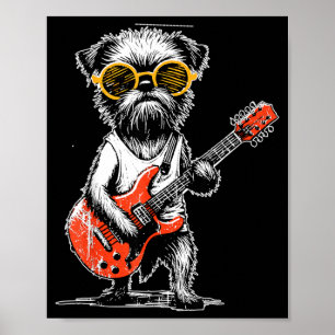 Vintage Brussels Griffon spielt Rockmusik auf der Poster