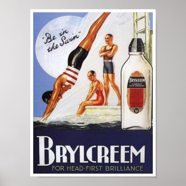 Vintage Brylcreem Be in Swim Ad Poster (Vorne)