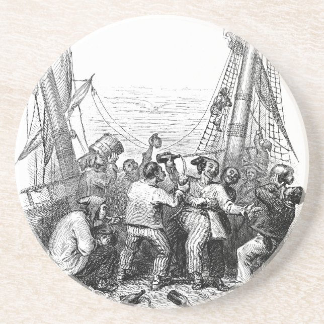 Vintage Buccaneers und ein schiffsgepeitschtes Pir Getränkeuntersetzer (Vorne)