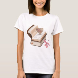 Vintage-Buch-Ästhetik mit Herzkarte & Botanik T-Shirt