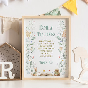Vintage-Buch-Baby-Shower-Familientraditionen-Spiel Poster
