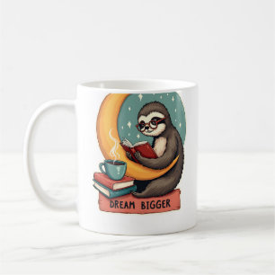 Vintage-Buch-Faultier-Leserliebhaber-Süßes-Retro-D Kaffeetasse