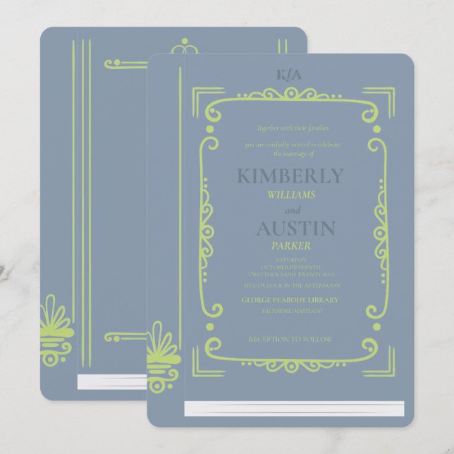 Vintage Buchabdeckung | Book Theme Wedding Einladu Einladung (Vorne/Hinten)