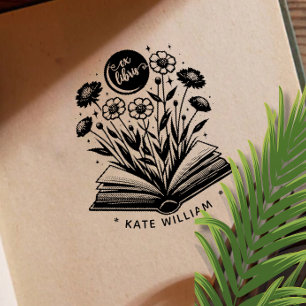 Vintage Buchblüte Custom ex libris Permastempel