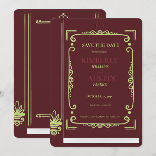 Vintage-Buchcover   Buch-Thema Save The Date Einladung