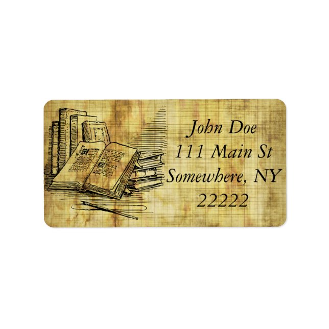 Vintage Bücher Adressaufkleber (Vorne)