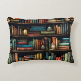 Vintage Bücher auf der virtuellen Bibliothek Dekokissen