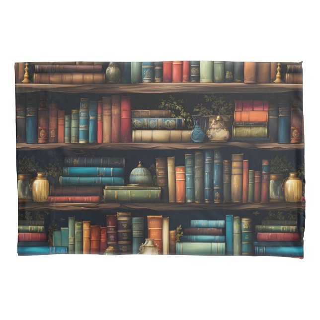 Vintage Bücher auf der virtuellen Bibliothek Kissenbezug (Vorderseite)