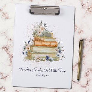 Vintage Bücher Beige Blaue Blumen Benutzerdefinier Klemmbrett