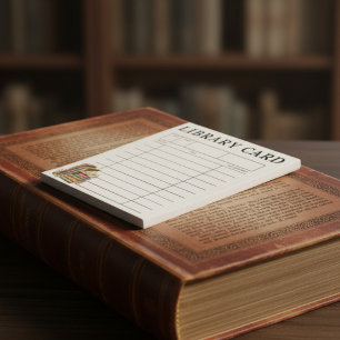 Vintage-Bücher-Bibliothekskarte Notizblock