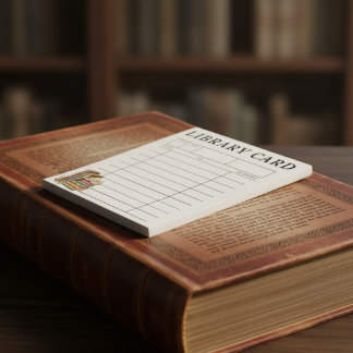 Vintage-Bücher-Bibliothekskarte  Notizblock