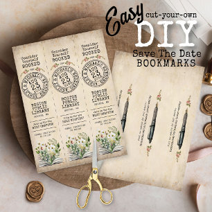 Vintage Bücher, die das Date DIY-Lesezeichen speic Save The Date
