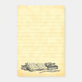 Vintage Bücher, die Quill-Imitate-Pergament-Lined Post-it Klebezettel