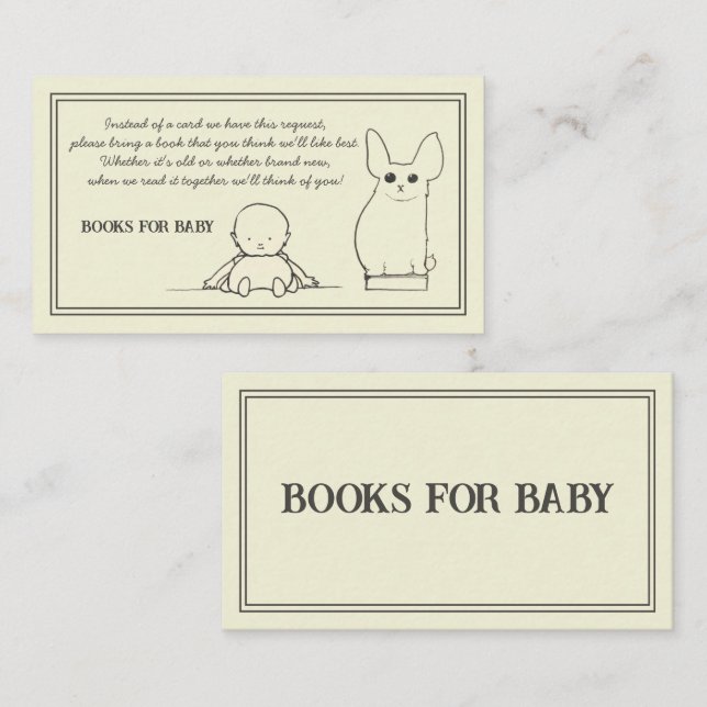 Vintage Bücher für Babydusche Begleitkarte (Vorne/Hinten)