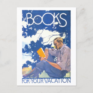Vintage "Bücher für Ihren Urlaub" Poster Postkarte