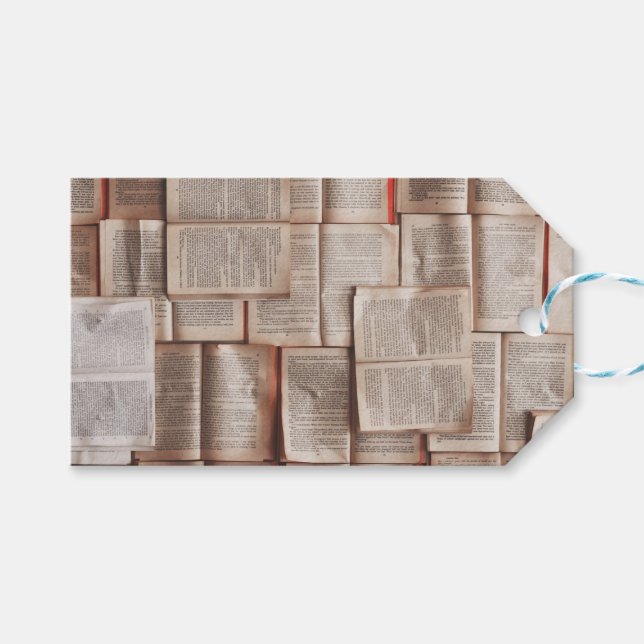 Vintage Bücher Geschenkanhänger (Vorderseite (Horizontal))
