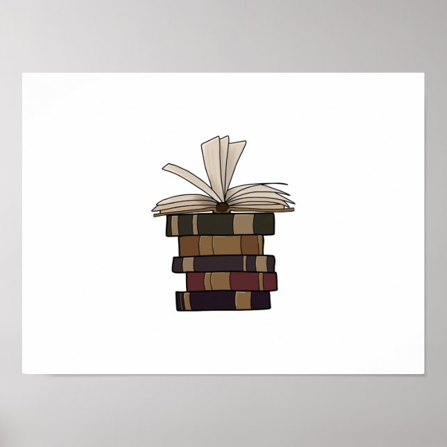Vintage Bücher gestapelt Poster (Vorne)