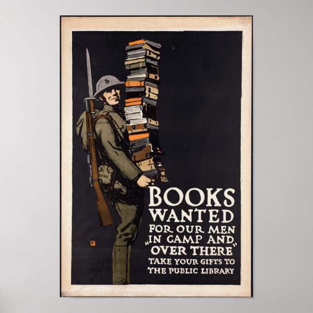 Vintage Bücher Gewollt Poster (Vorne)