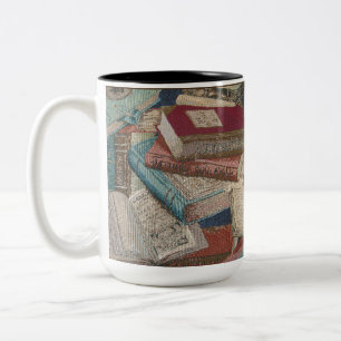 Vintage Bücher Hintergrundbuchliebhaber Zweifarbige Tasse