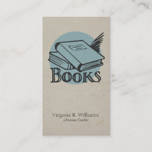 Vintage-Bücher-Illustration Blau Retro-Kreis Visitenkarte