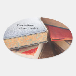 Vintage Bücher Ovaler Aufkleber