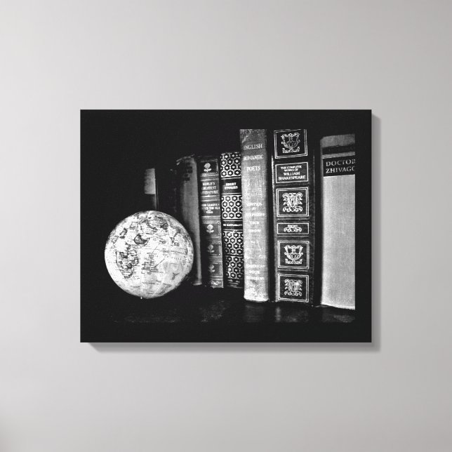 Vintage Bücher und Globe Leinwanddruck (Vorderseite)