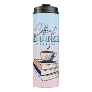 Vintage Bücher und Kaffee sind alles, was ich brau Thermosbecher