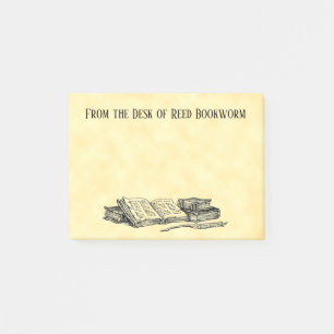 Vintage Bücher und Schreibfeder benutzerdefinierte Post-it Klebezettel
