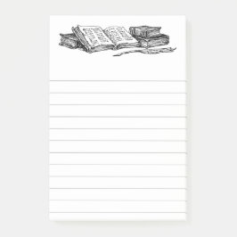 Vintage Bücher und Schriftquill mit Linien klebrig Post-it Klebezettel