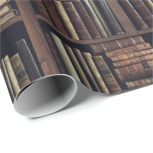 Vintage Bücherregal Dark Academia Bibliotheksdruck Geschenkpapier