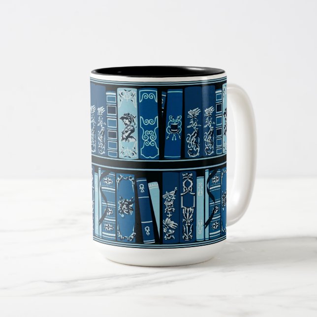 Vintage Bücherregale Zweifarbige Tasse (VorderseiteRechts)