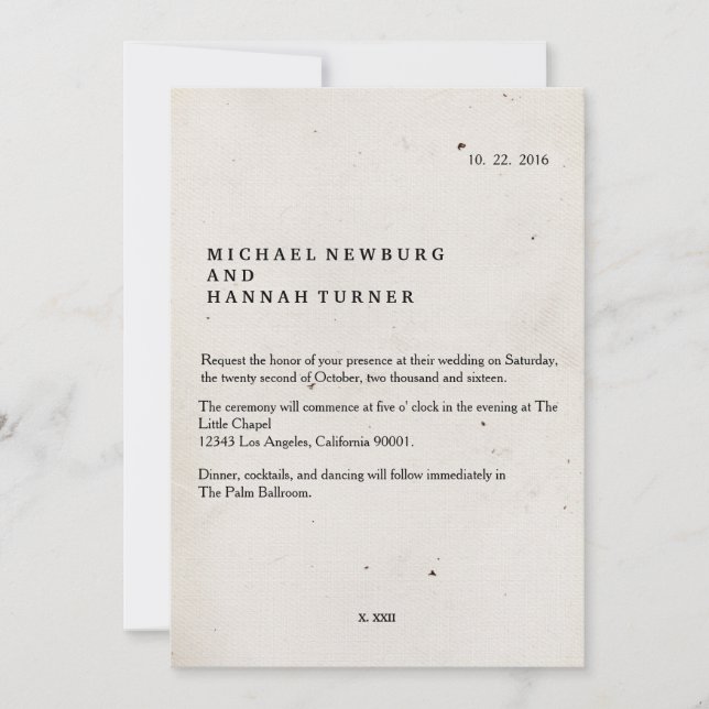 Vintage Buchhochzeit Einladung (Vorderseite)