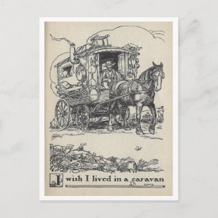 Vintage Buchillustration Nomadische Reise Postkarte