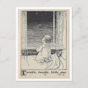 Vintage Buchillustration Zwinkernder Stern Postkarte
