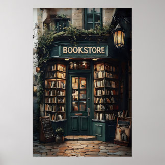 Vintage Buchladen Druck, Bibliotheksdruck, Bücherl Poster