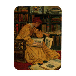 Vintage Buchliebhaber Kunstprint   Art Nouveau Fra Magnet