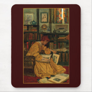 Vintage Buchliebhaber Kunstprint   Art Nouveau Fra Mousepad