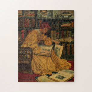 Vintage Buchliebhaber Kunstprint Art Nouveau Fra Puzzle