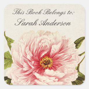 Vintage Buchschildkleber Dieses Buch gehört Quadratischer Aufkleber