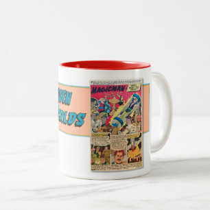 VINTAGE BUCHSEITE 1965 COMIC ART ZWEIFARBIGE TASSE