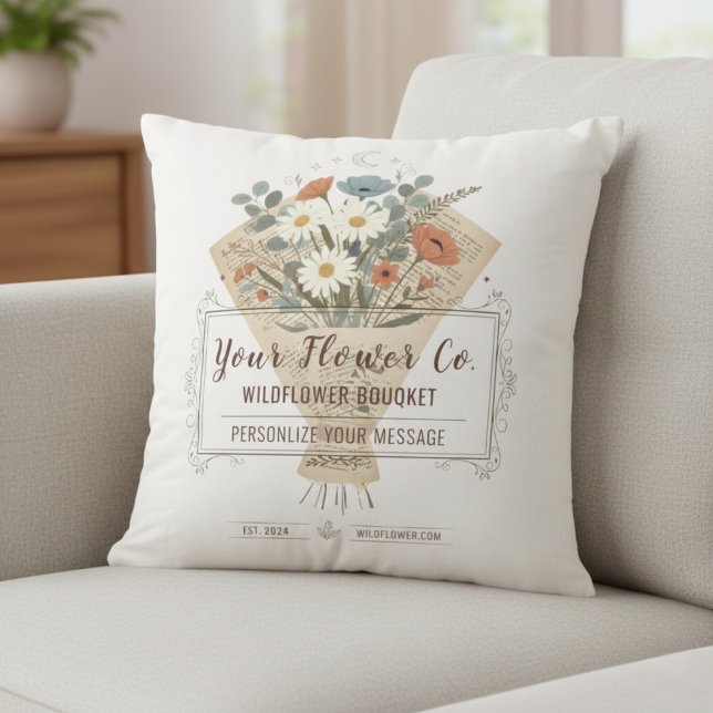 Vintage-Buchseiten-Blumen Benutzerdefinierte Vorla Kissen (Chic Bouquet Flowers Throw Pillow)